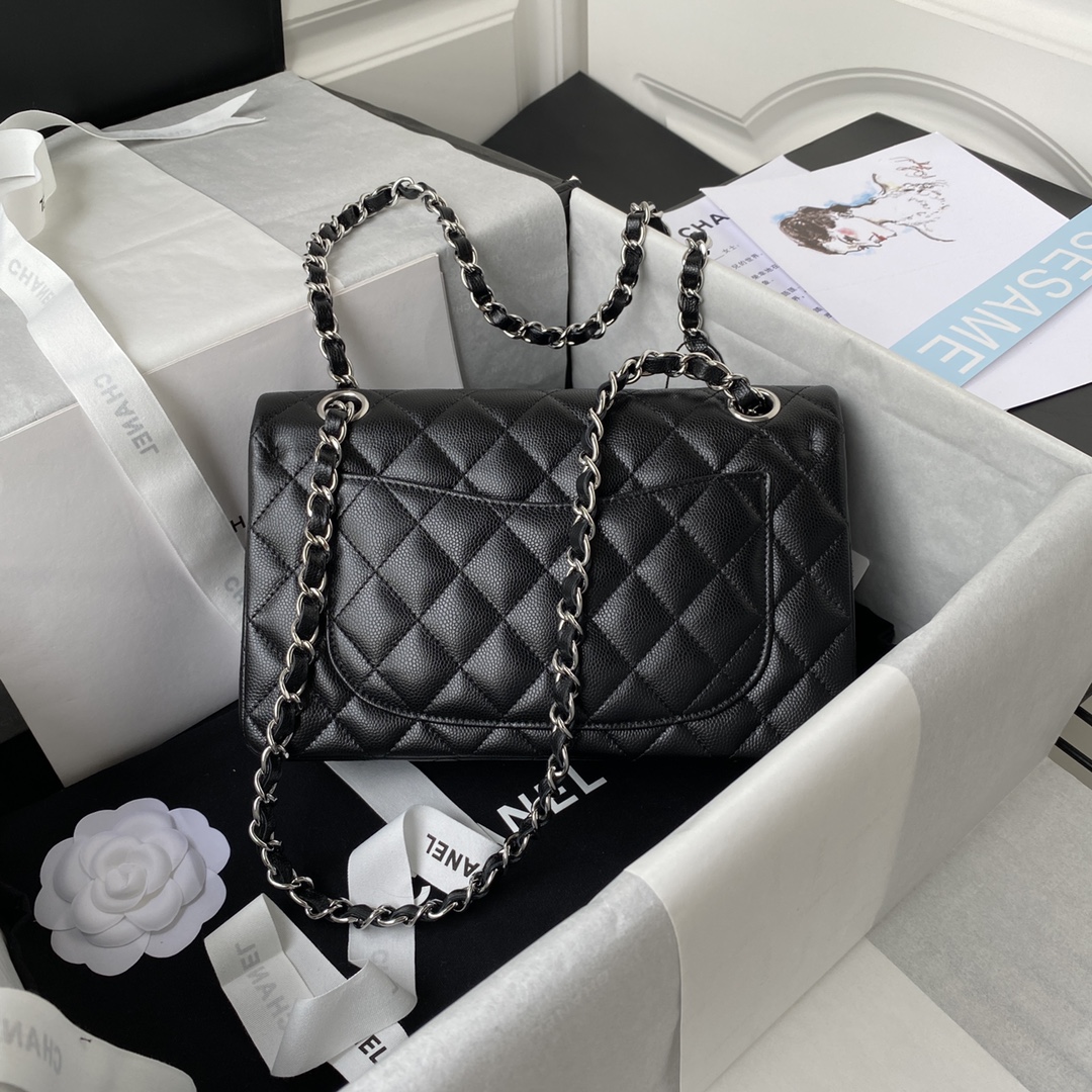 Classic Flap Caviar Bag A01113 Black/Silver